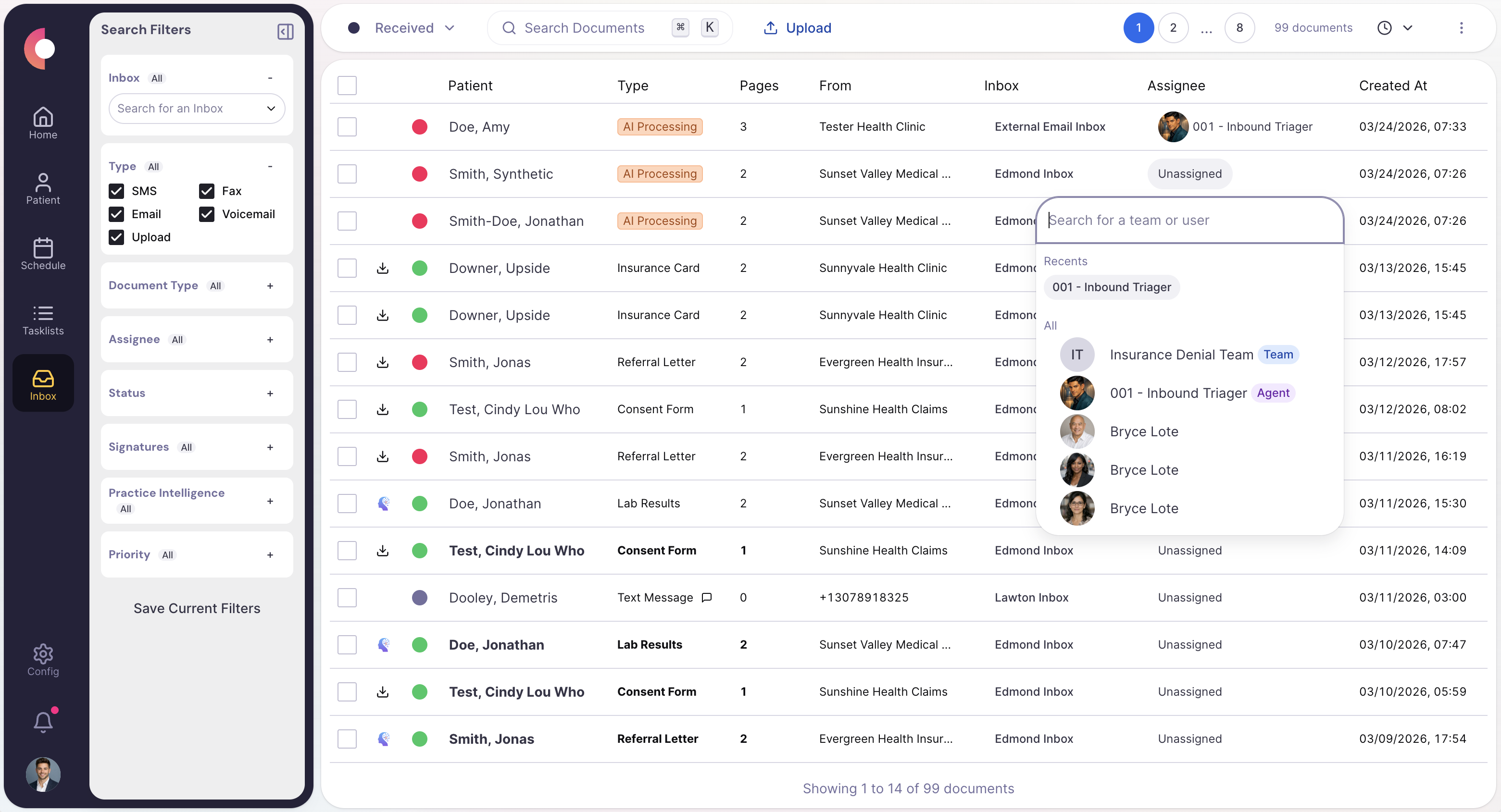 Inbox triage queue screenshot