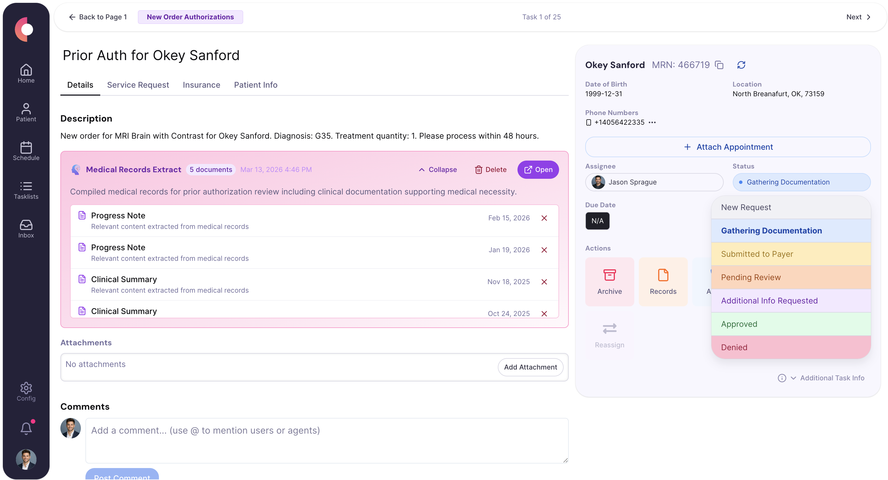 Auth work queue screenshot