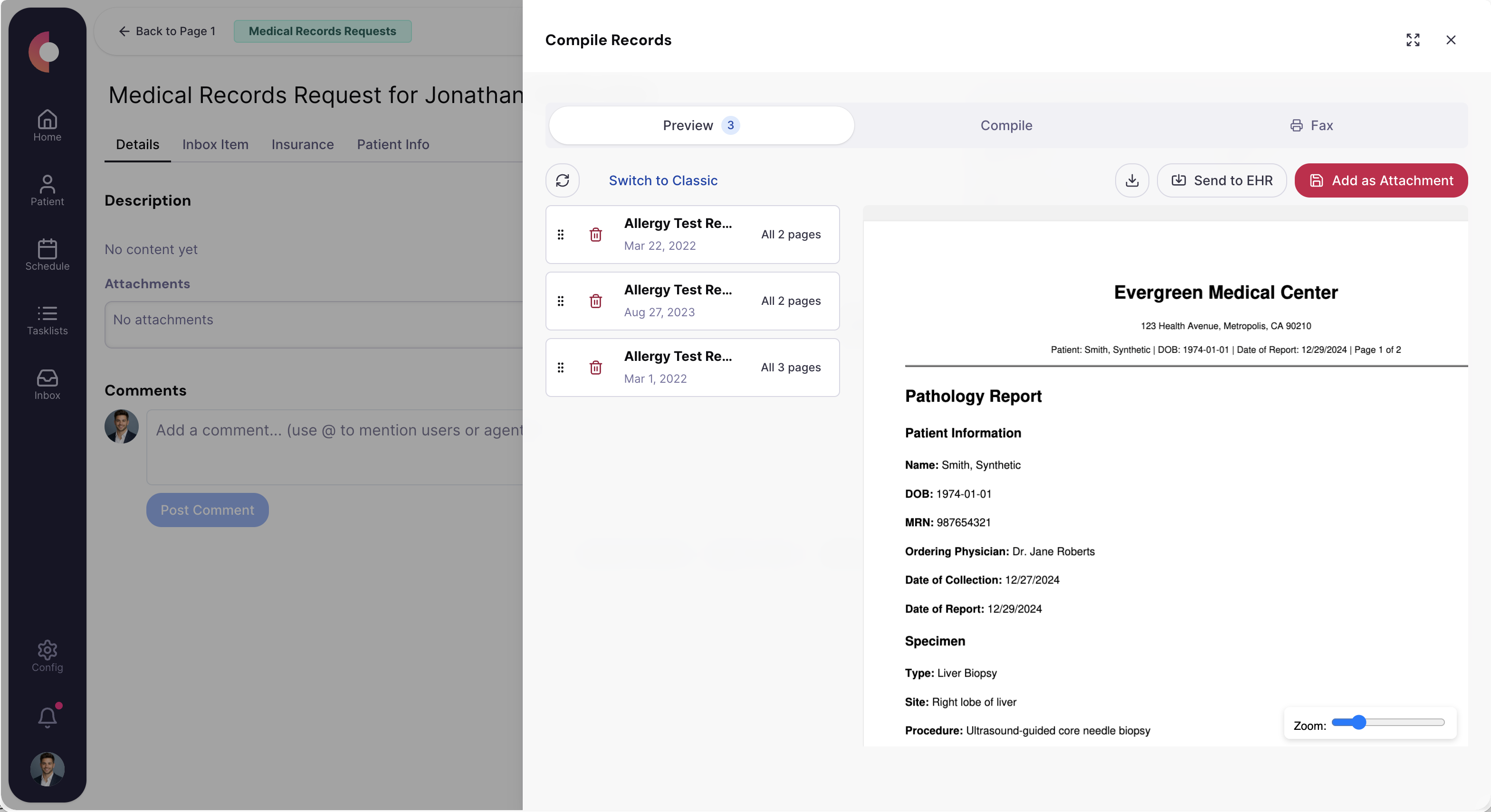 Packet assembly workflow screenshot